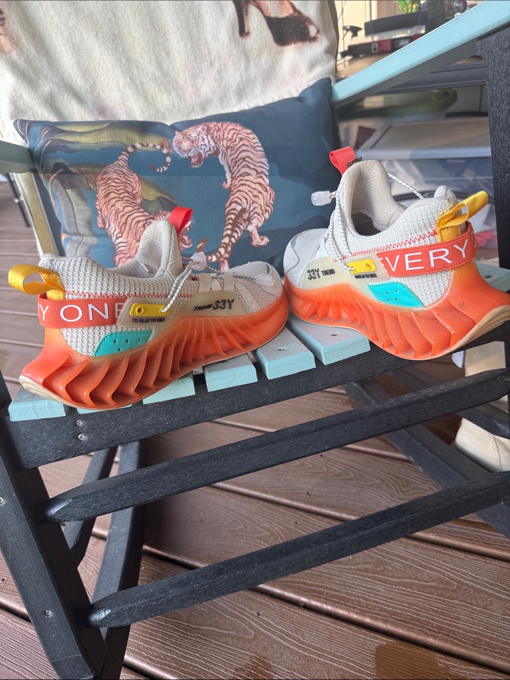 Women Orange & Teal Athletic Sneakers